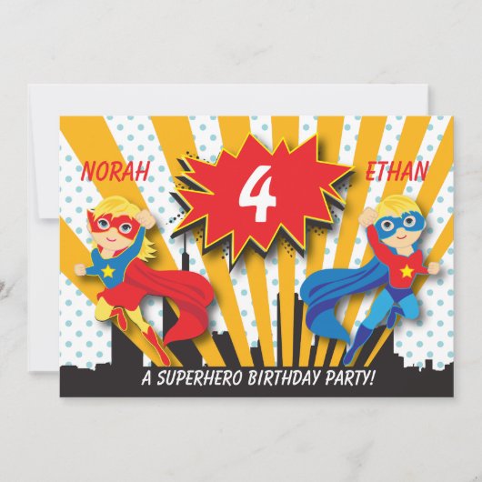 Invitation Blonde de l'anniversaire | de super héros de (Devant)