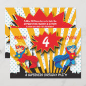 Invitation Blonde de l'anniversaire | de super héros de (Devant / Derrière)