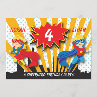 Invitation Blonde de l'anniversaire | de super héros de