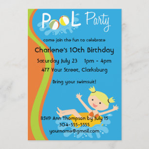 Invitation Blonde du Pool Party