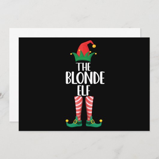 Invitation Blonde Elf Correspondant Famille de Noël Elf (Devant / Derrière)
