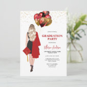 Invitation Blonde Female Red Graduation Party (Debout devant)