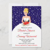 Invitation Blonde Hair Bride Snowflake Navy Fête des mariées (Devant)