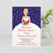 Invitation Blonde Hair Bride Snowflake Navy Fête des mariées (Debout devant)