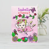 Invitation Blonde Haired Caucasian Fairy Anniversaire (Debout devant)