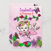 Invitation Blonde Haired Caucasian Fairy Anniversaire (Devant / Derrière)