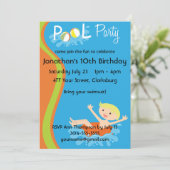 Invitation Blonde, le garçon de la fête de la piscine (Debout devant)