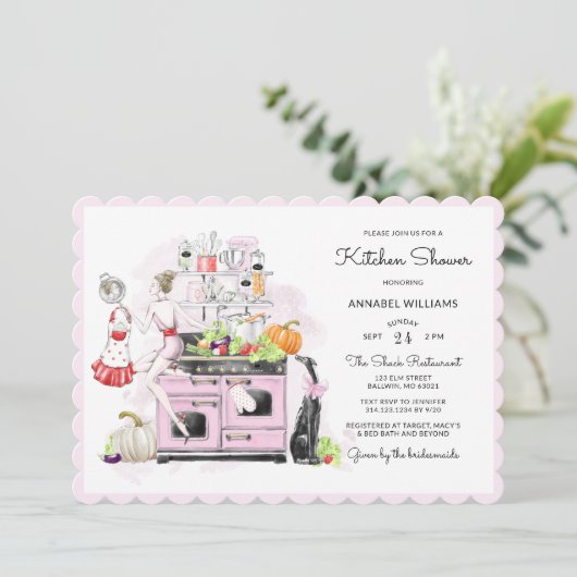 Invitation Blonde Mariée Rétro Bridal Cuisine douche (Debout devant)