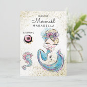 Invitation *~* Blonde Mermaid Gold Parties scintillant cheveu (Debout devant)