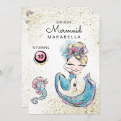 Invitation *~* Blonde Mermaid Gold Parties scintillant cheveu (Devant / Derrière)