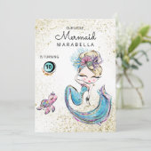 Invitation *~* Blonde Mermaid Parties scintillant de tortue d (Debout devant)