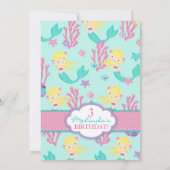 Invitation Blonde Mermaid Troisième anniversaire (Dos)