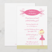 Invitation blonde mignonne de fête d'anniversaire (Devant / Derrière)