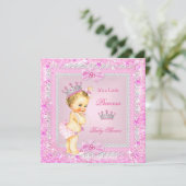 Invitation Blonde Princess Baby shower rose Parties scintilla (Debout devant)