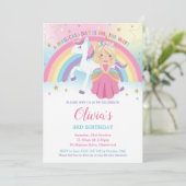 Invitation Blonde Princess Unicorne Anniversaire rose arc-en- (Debout devant)