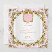 Invitation Blonde Princesse Baby shower Rose dentelle Blanc O (Dos)