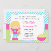 Invitation Blonde Sleepover Fête du bois d'oeuvre Anniversair (Devant)