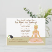 Invitation Blonde Yoga Girl Stretch & Play Anniversaire (Debout devant)
