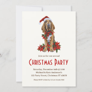 Invitation Bloodhound Dog in a Santa Hat Pet Christmas Party