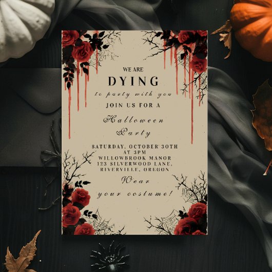 Invitation Bloody Gothic Rose Halloween Party