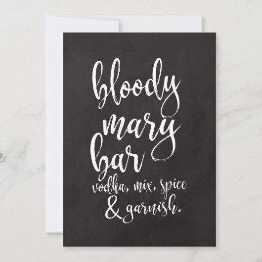 Invitation Bloody Mary Bar Abordable Chalkboard Mariage Sign (Devant)