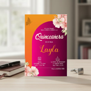 Invitation Bloom dans Quinceañera ! Boho Floral Mis Quince