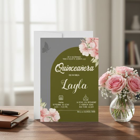 Invitation Bloom dans Quinceañera ! Boho Floral Mis Quince