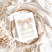Invitation Bloom Floral Bow Girl Baptism