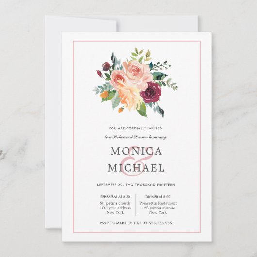 Invitation Bloom rustique | Dîner de répétition des fleurs de (Devant)