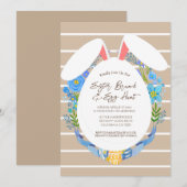 Invitation Bloom Spring Stripe brunch de pâques et chasse aux (Devant / Derrière)