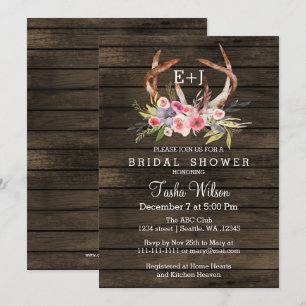 Invitation Blooming Antlers Pays Chic Fête des mariées Invita