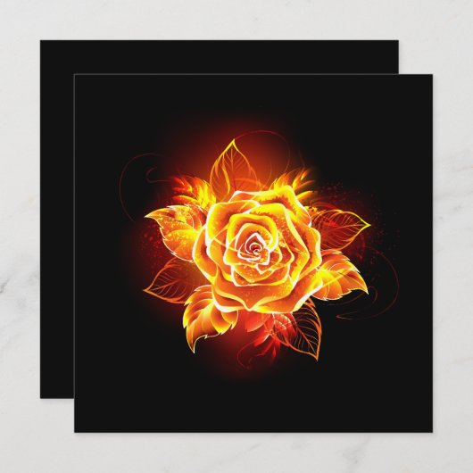 Invitation Blooming Fire Rose (Devant / Derrière)