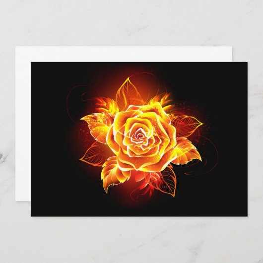 Invitation Blooming Fire Rose (Devant / Derrière)