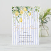 Invitation  Blooming Lemons Blue Striped Baby Shower (Debout devant)