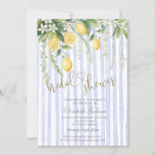 Invitation  Blooming Lemons Blue Stripes Bridal Shower  (Devant)