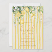 Invitation  Blooming Lemons Yellow Striped Bridal Shower (Devant)