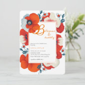 Invitation Blooms & Bubbly Bright Red Floral Fête des mariées (Debout devant)