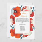 Invitation Blooms & Bubbly Bright Red Floral Fête des mariées (Dos)