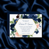 Invitation Blooms Chics | Cadre bleu marine et or rose