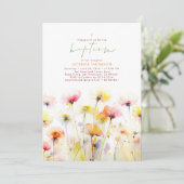 Invitation Blooms fleur sauvage Élégant Boho rose Baptême (Debout devant)