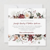 Invitation Blooms hivernaux - Bourgogne Mariage de texte | (Devant)