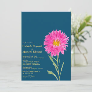 Invitation Blooms Nature Pink Aster Floral Mariage