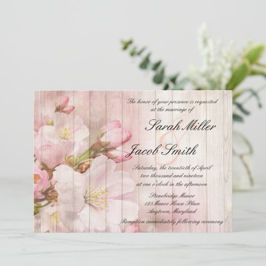 Invitation Blooms rustiques | Cherry Blossom Mariage (Debout devant)