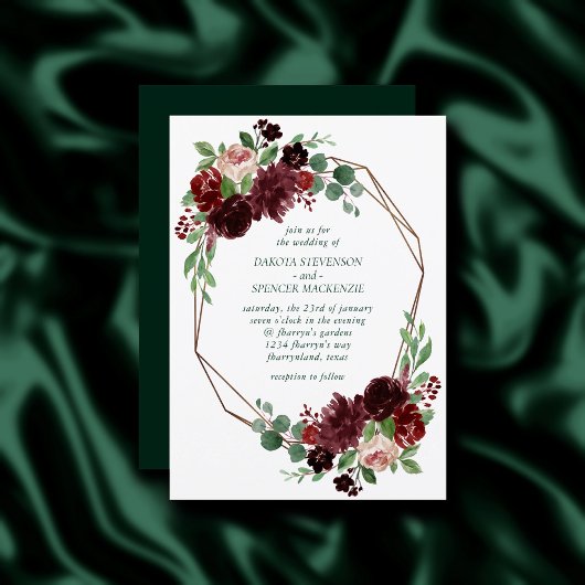 Invitation Blooms rustiques | Terracotta et Marsala Red Bouqu
