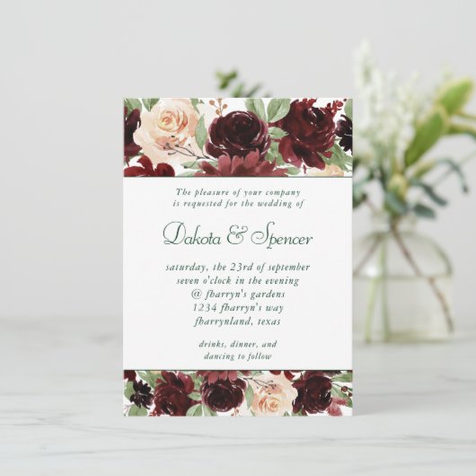 Invitation Blooms rustiques | Terracotta et Marsala Red Garla (Debout devant)