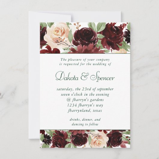Invitation Blooms rustiques | Terracotta et Marsala Red Garla (Devant)