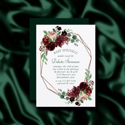 Invitation Blooms rustiques | Terracotta Marsala Baby Sprinkl