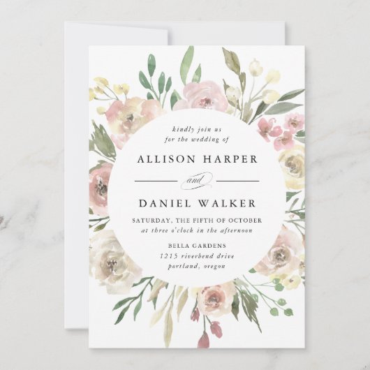 Invitation Blooms subtiles | MARIAGE (Devant)