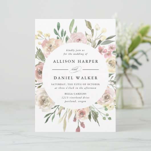 Invitation Blooms subtiles | MARIAGE (Debout devant)