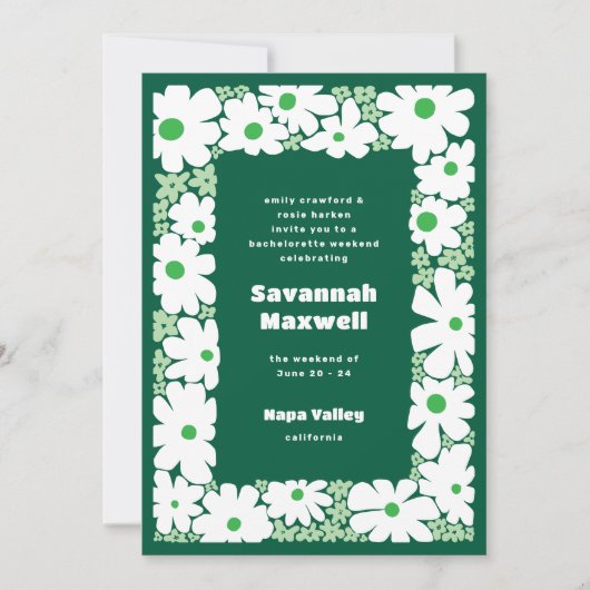 Invitation Blooms Super verts et à la menthe Boho Bachelorett (Devant)